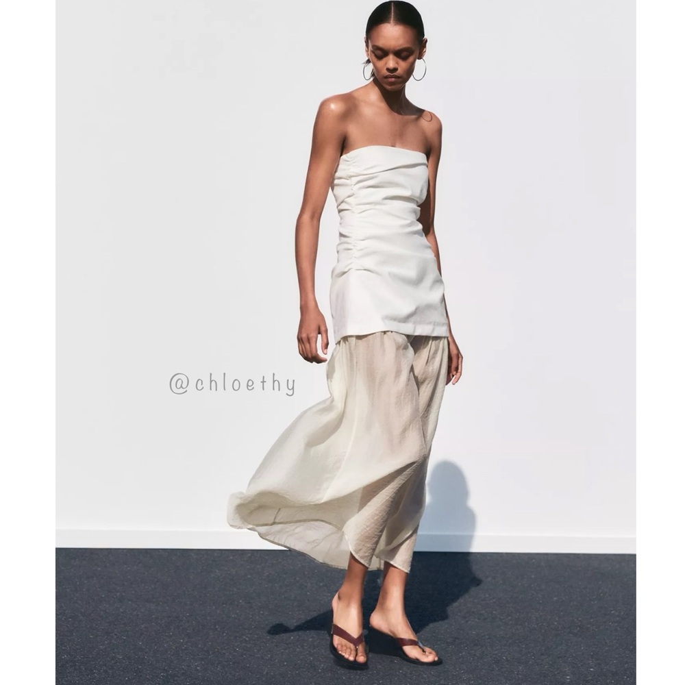 Zara COMBINATION STRAPLESS MIDI DRESS